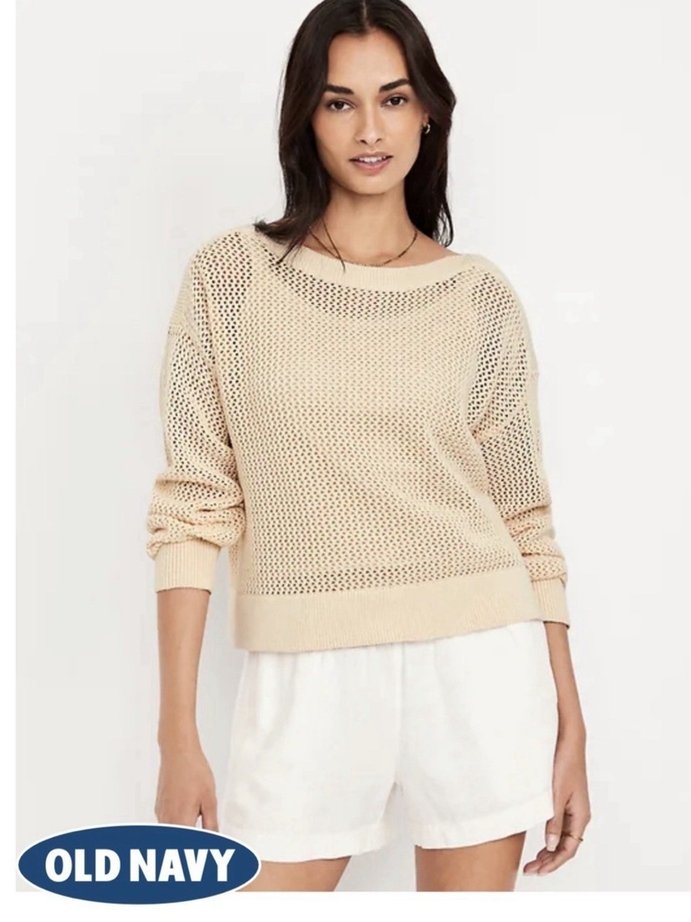 Old Navy Boat-Neck Open-Stitch Sweater